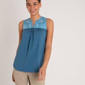 Sherpa - Shaanti Embroidered  Blue Tank Top Size Medium New With Tags